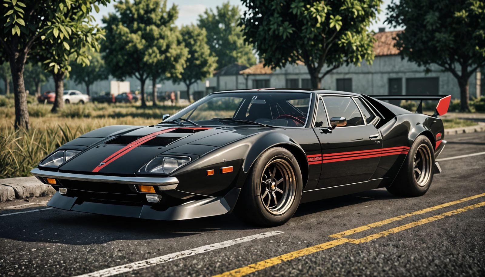 1971 De Tomasso Panther in Cherry Red with Black Racing Stri...