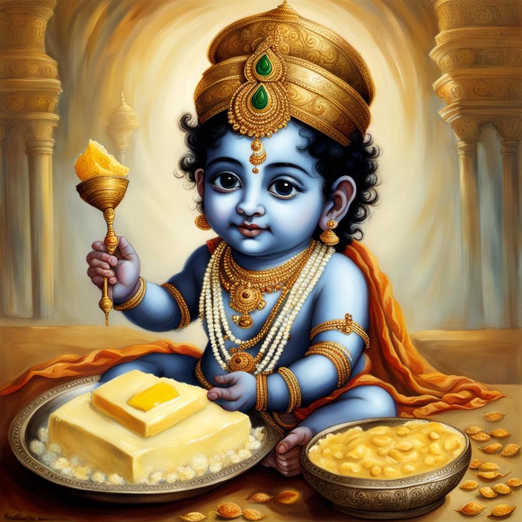 Adorable Baby Krishna with Butter
