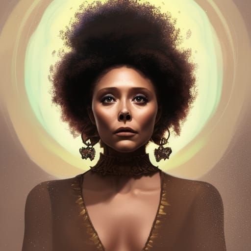 Black Woman with Afro: Hyperrealistic Digital Art Portrait