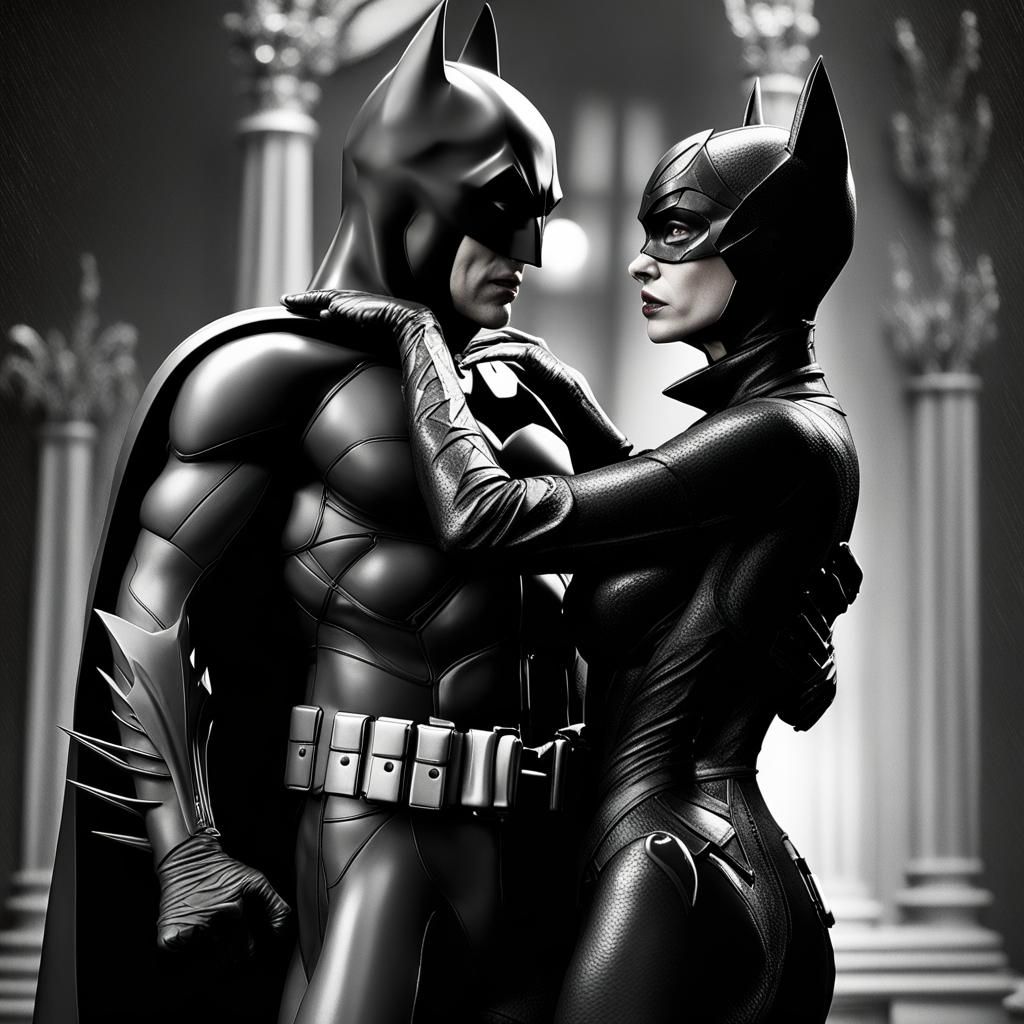 Batman vs Catwoman: Film Noir, Photorealistic V-Ray Render