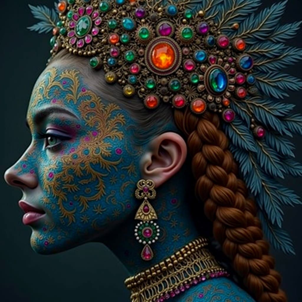 Regal Oracle with Ancient Glass Eyes and Emerald Jewels