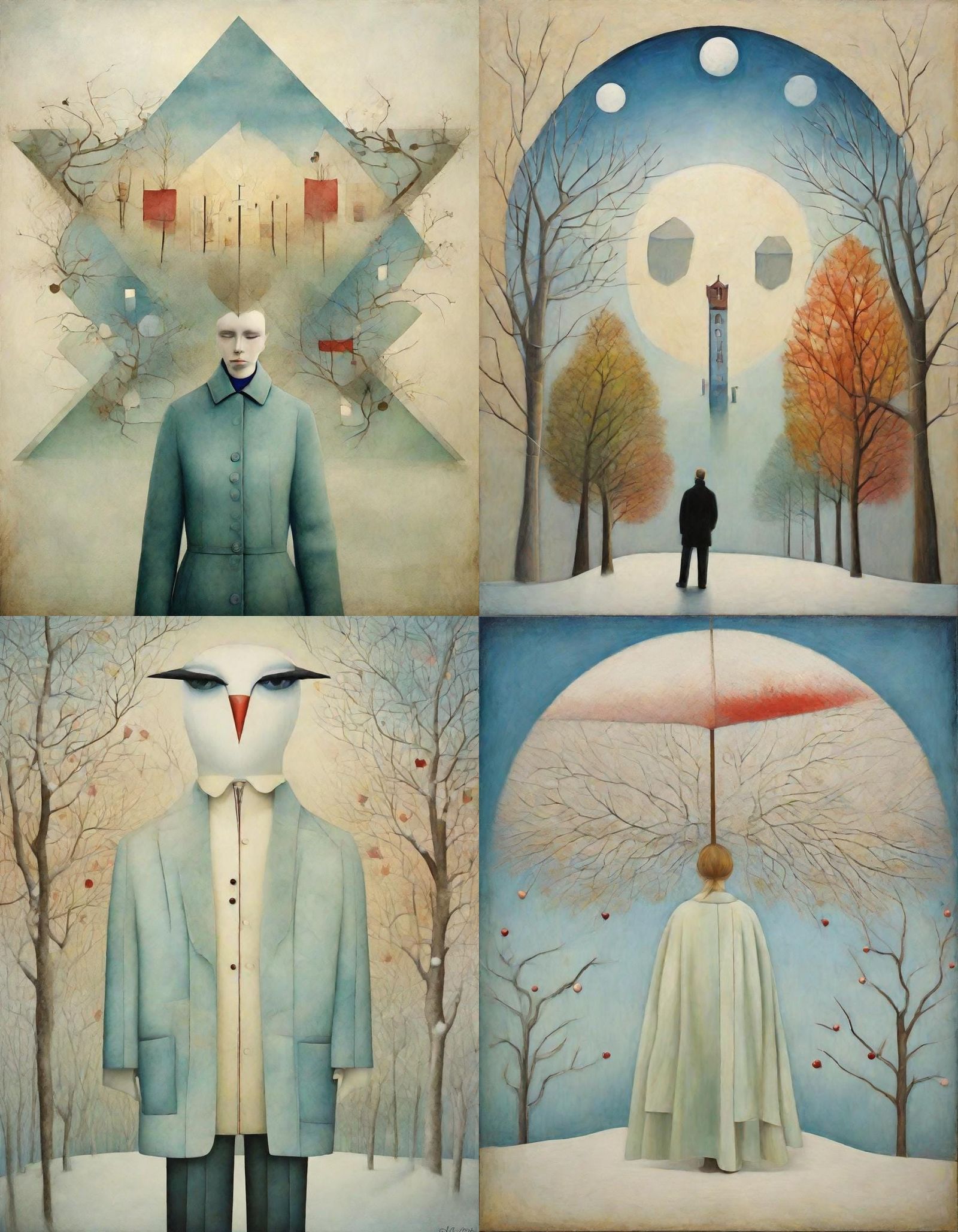 Surreal Winter Heart: Contemporary Pastel Painting