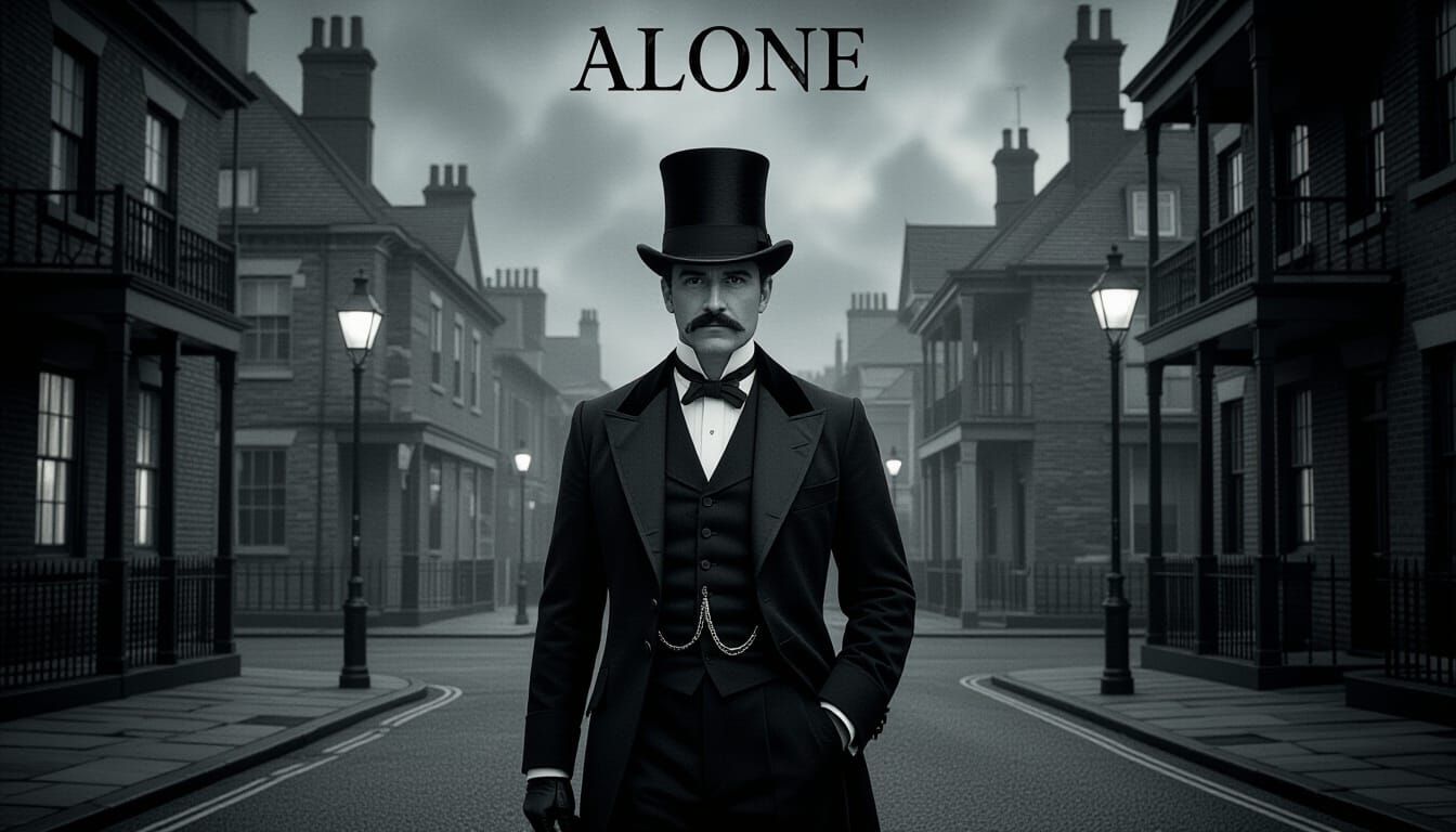 Victorian Gentleman Walking Alone in Steampunk Style