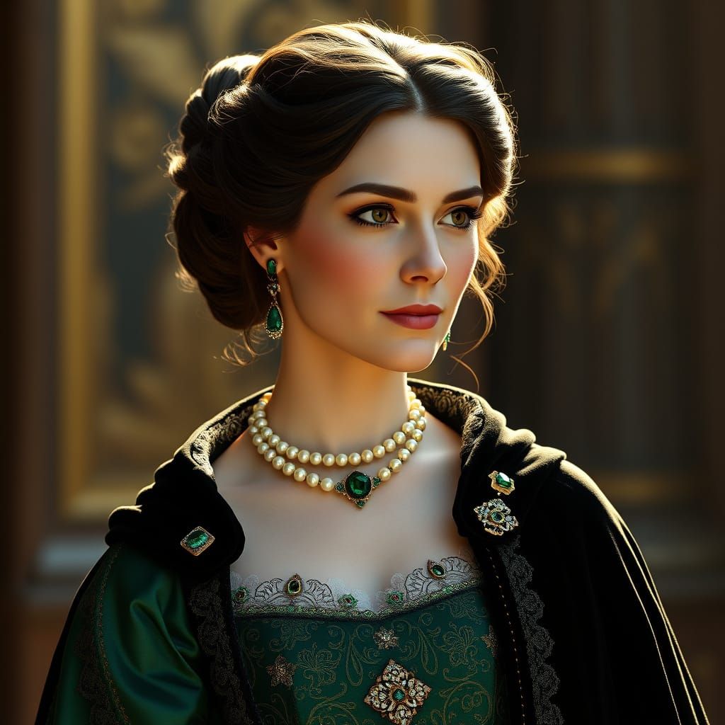 Regal Norwegian Princess in Renaissance-Inspired Ball Gown