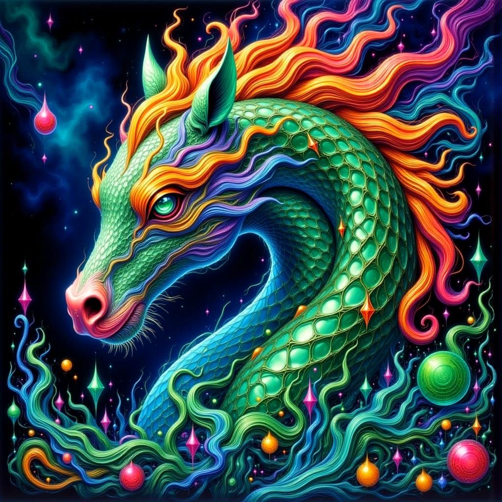The Sea Horse in Thai Pattern