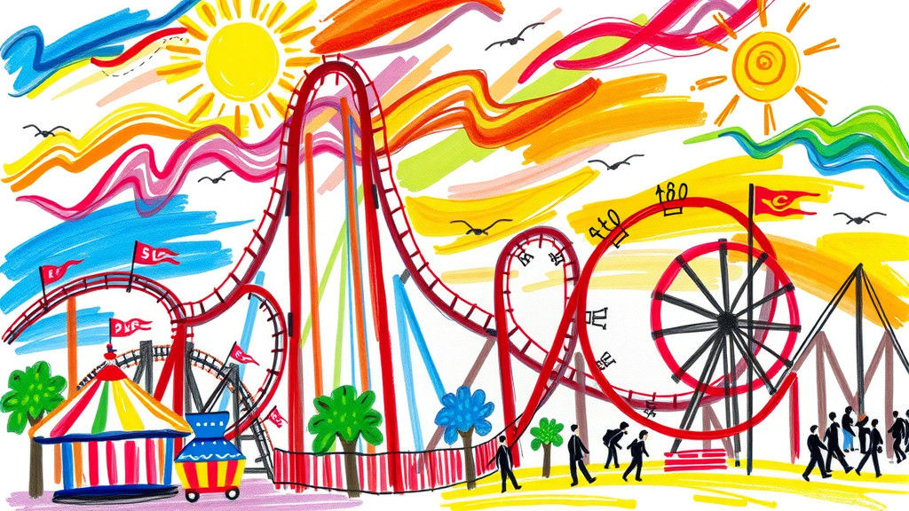 Colorful Theme Park in Crayon Doodle Style