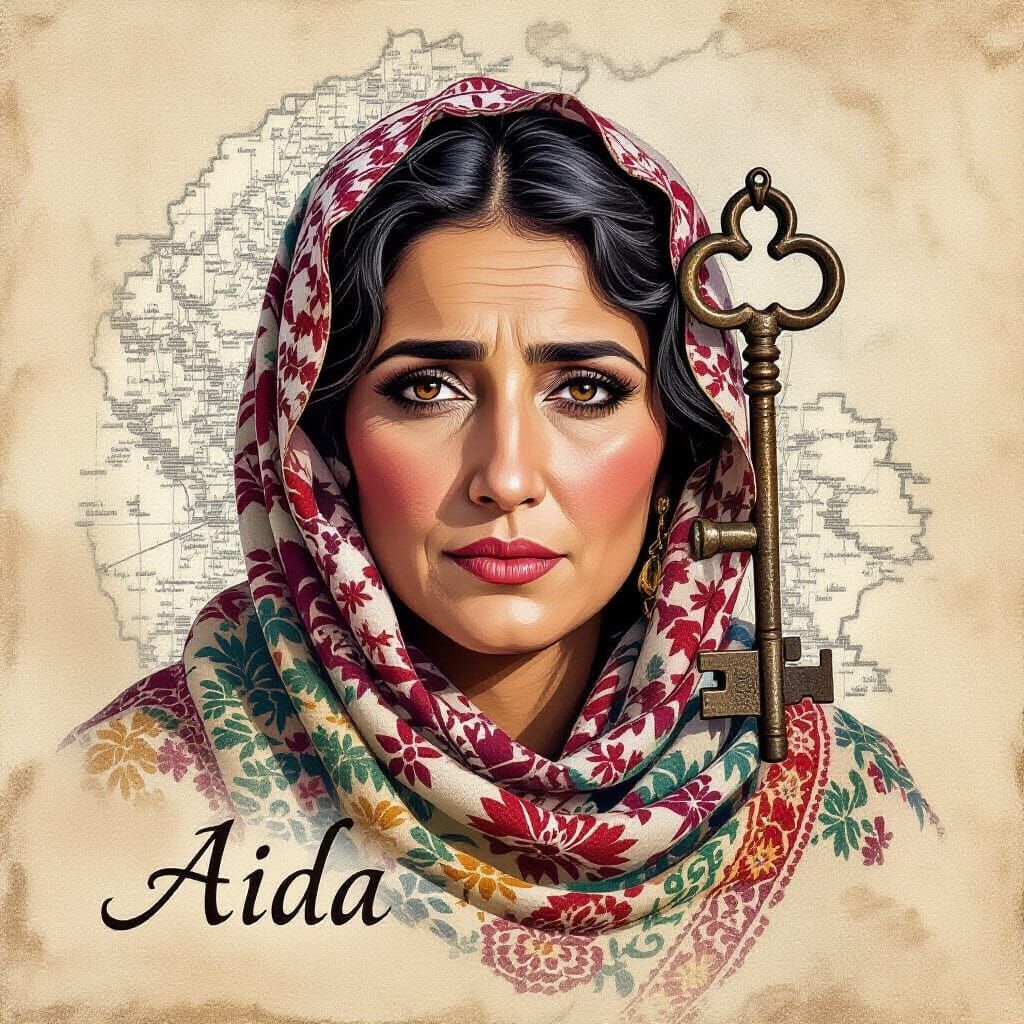 Aida: Palestinian Woman Portrait in Mixed Media Collage