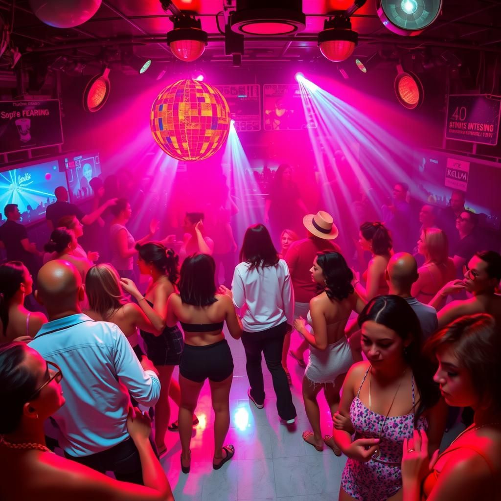 Vibrant Disco Night in Retro-Futuristic Style