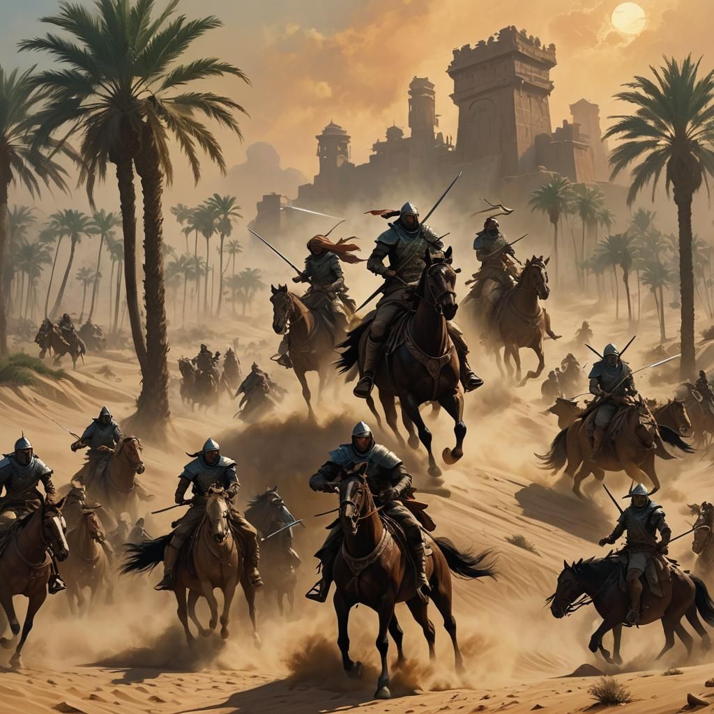 Epic Desert Battle in Hyper-Realistic Style