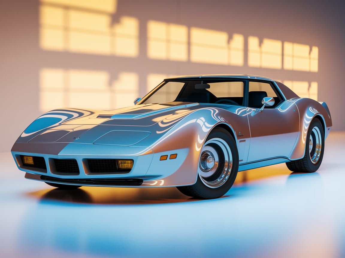 Sleek 80s Sports Car: Silver American Classic