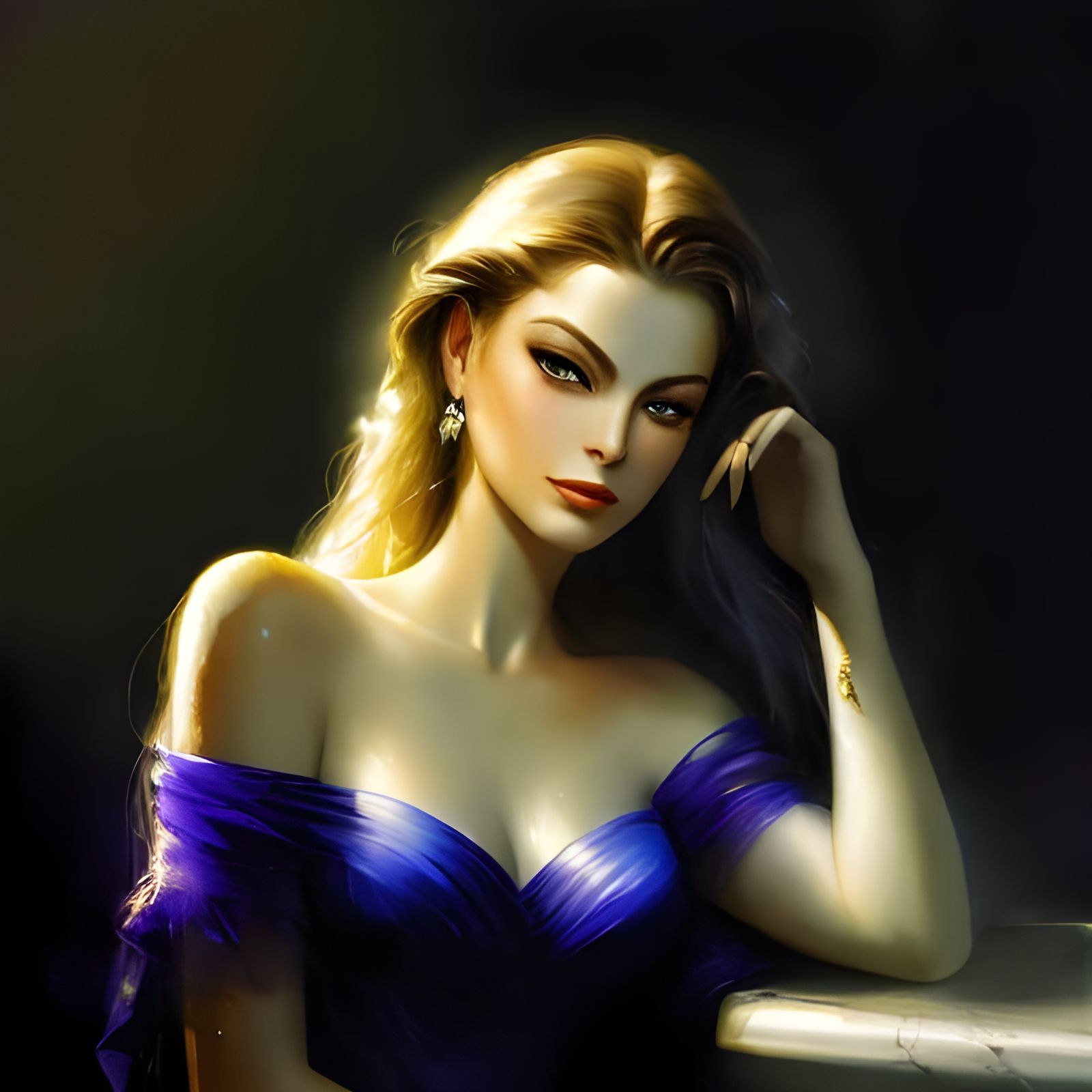 Anita Ekberg in Film Noir Watercolor