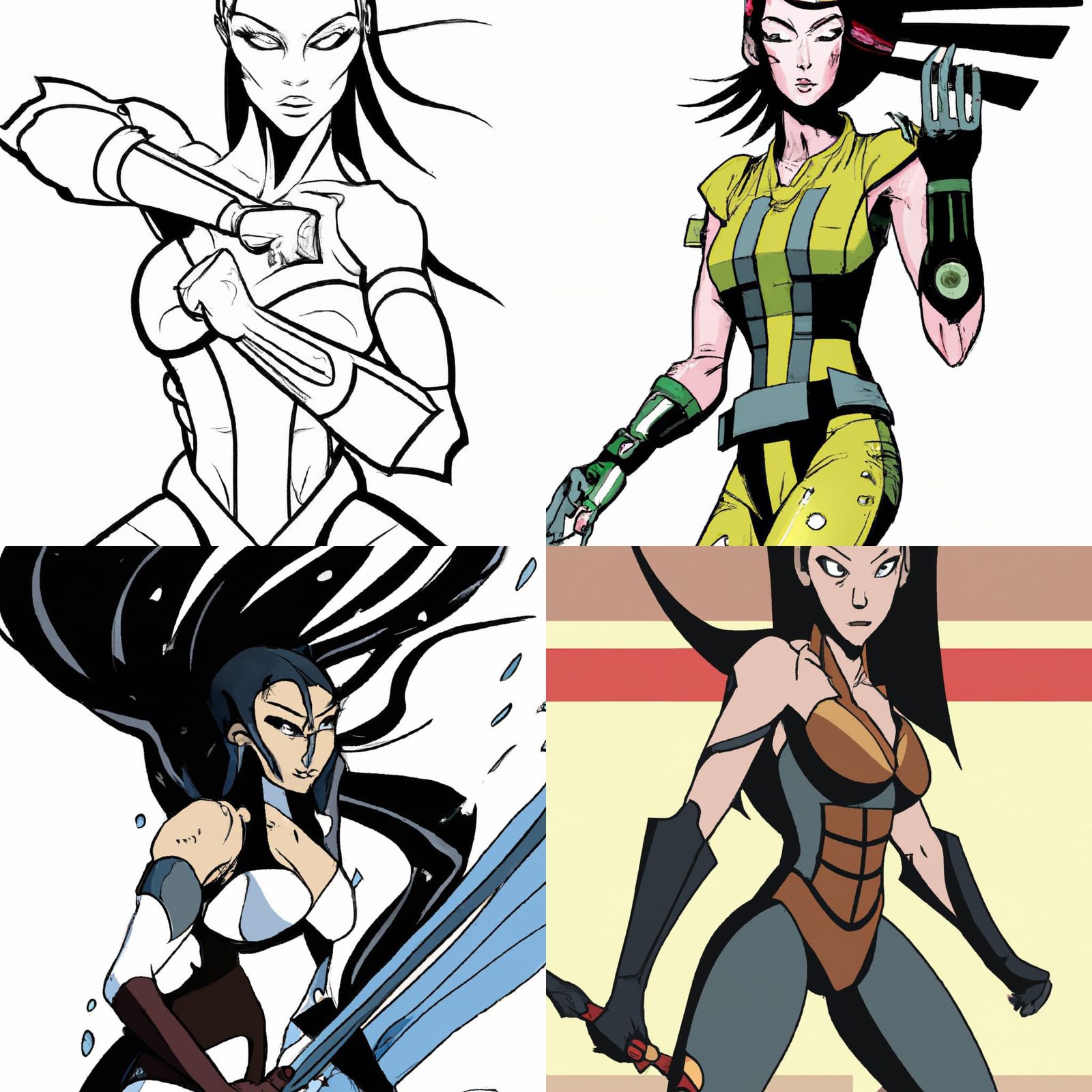 Aeon Flux Style Warrior Woman in Graphic Novel