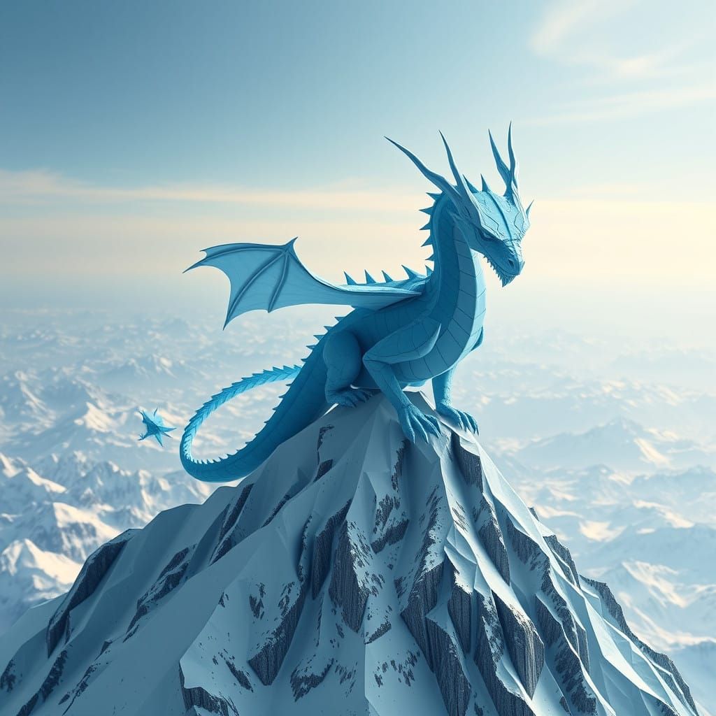 Origami Dragon Dominates Arctic Landscape