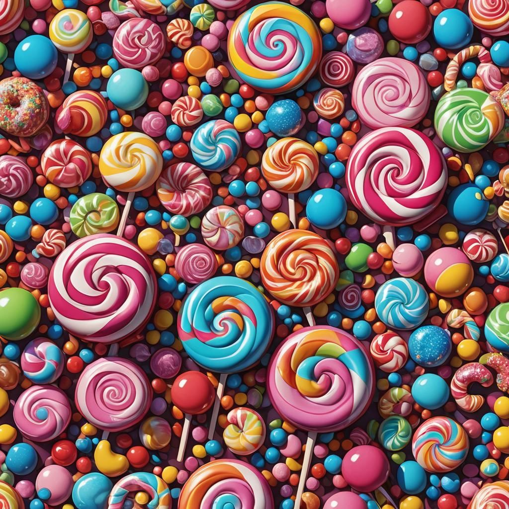 Colorful Candyland Art in Cel-Shaded Style