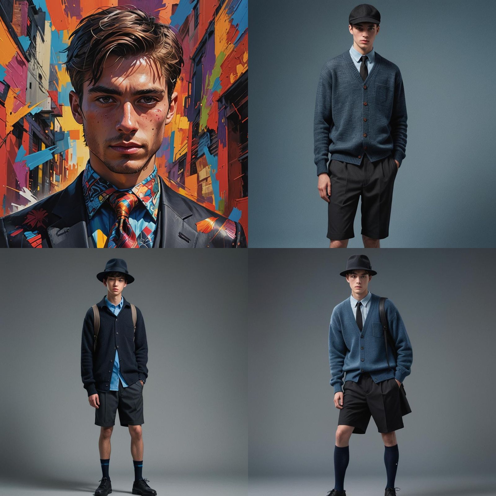 Detailed Portrait of Young Man in Colorful Style