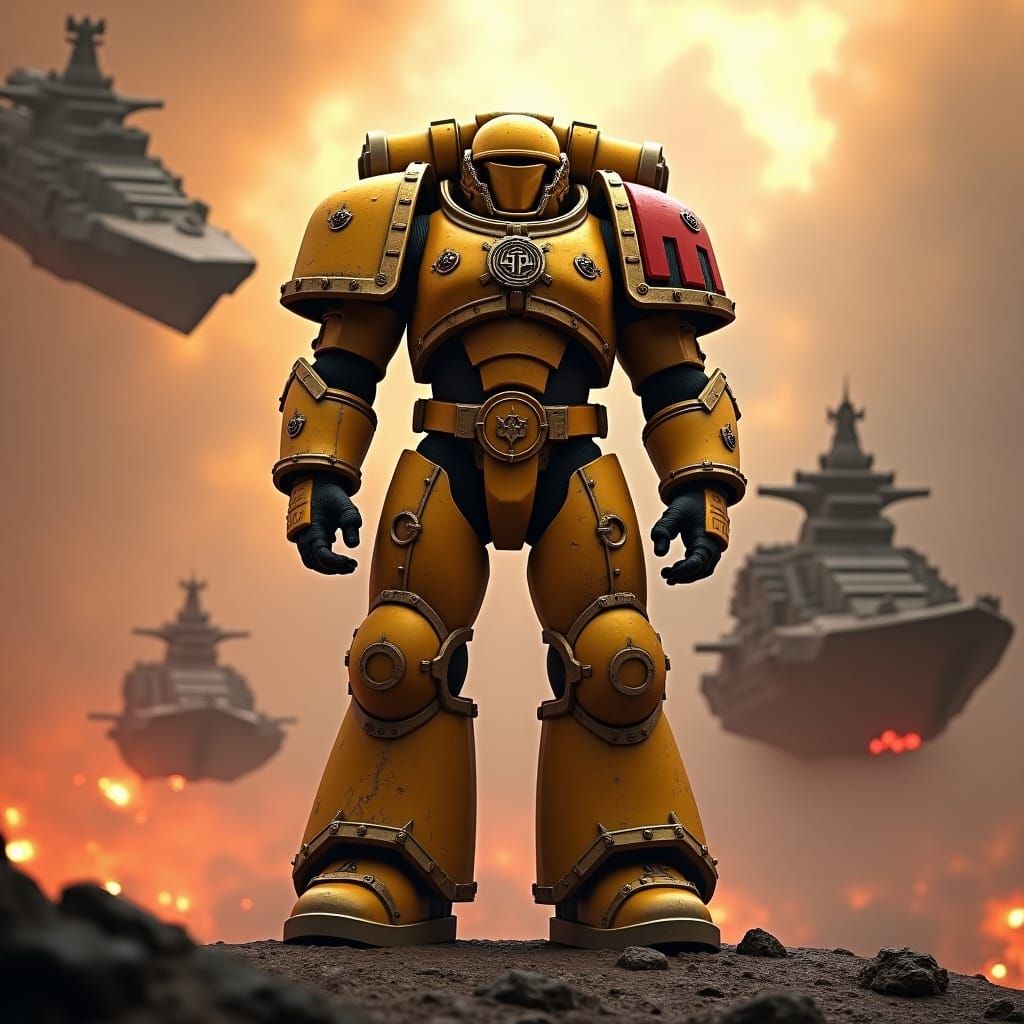 Imperial Fist Space Marine on Battlecruiser Deck