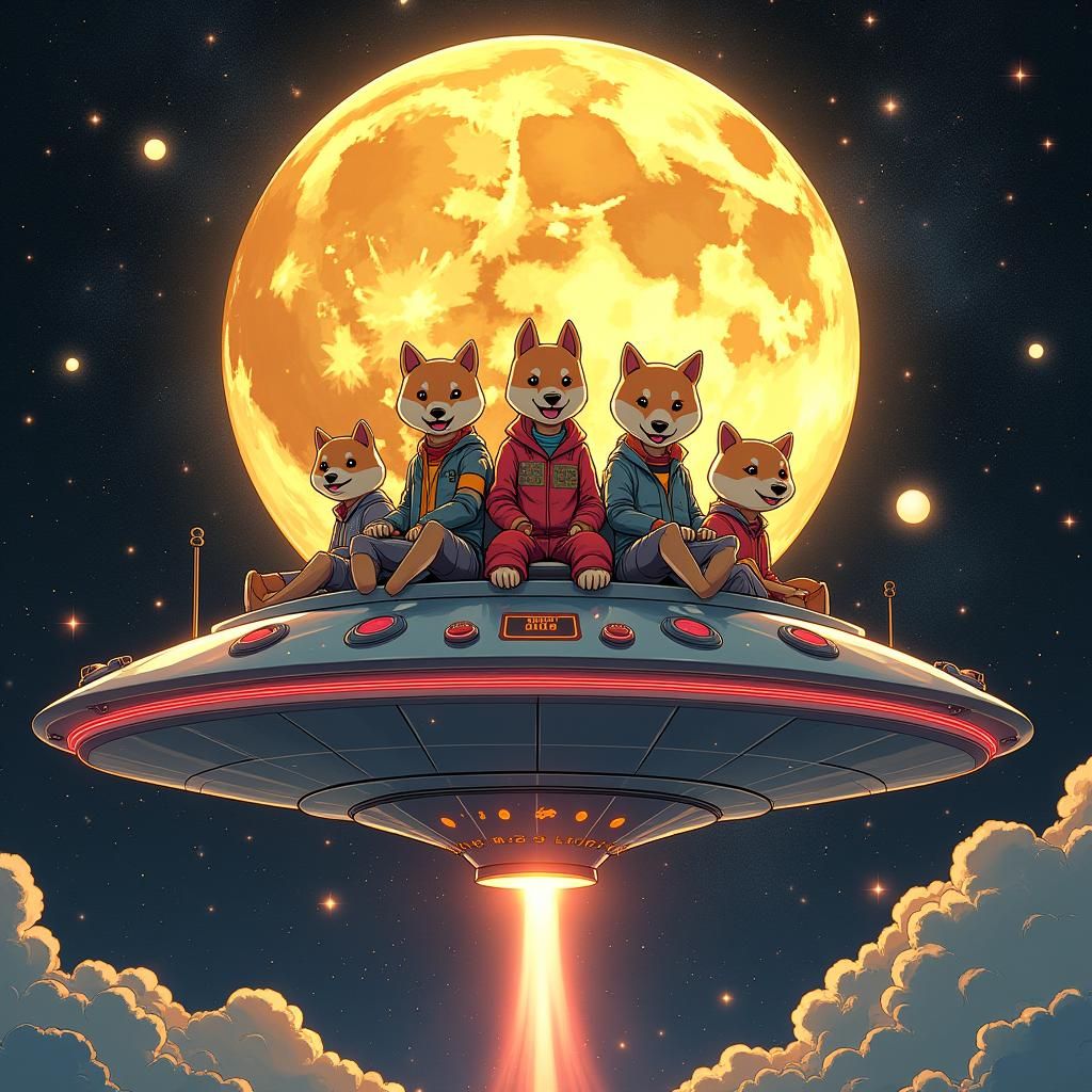 Manga Crypto Crew Fly to the Moon in UFO