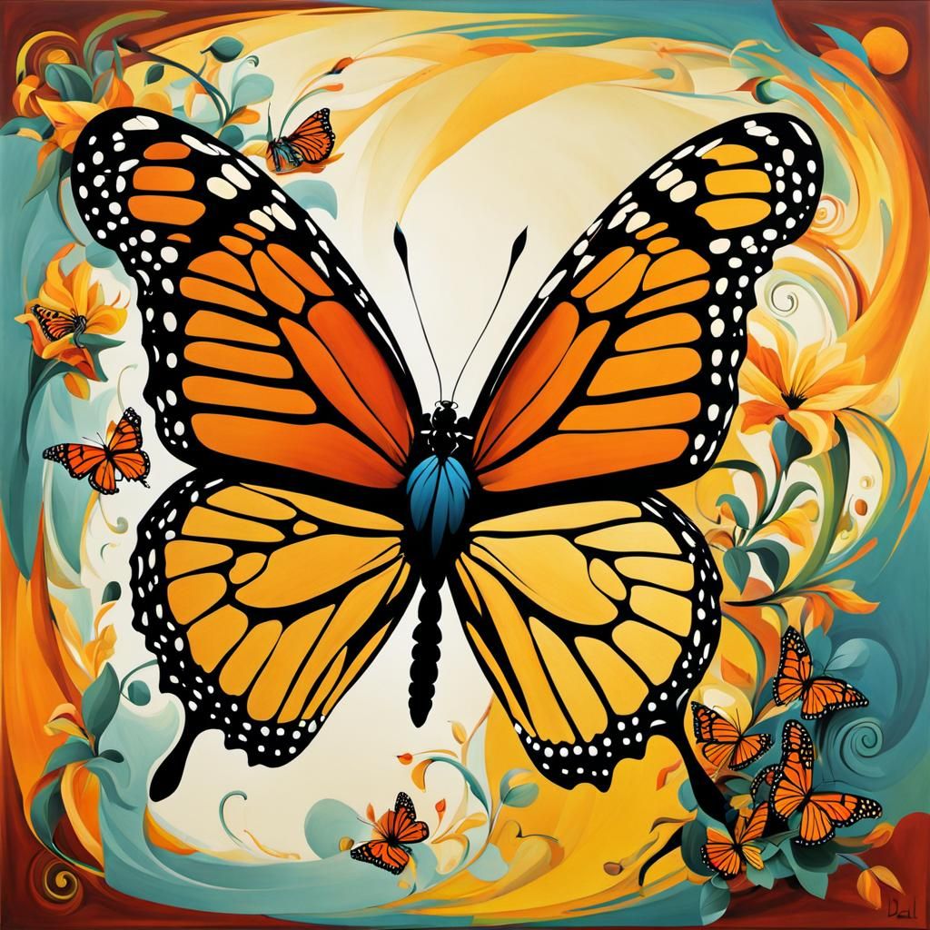 Surreal Monarch Butterfly in Abstract Style