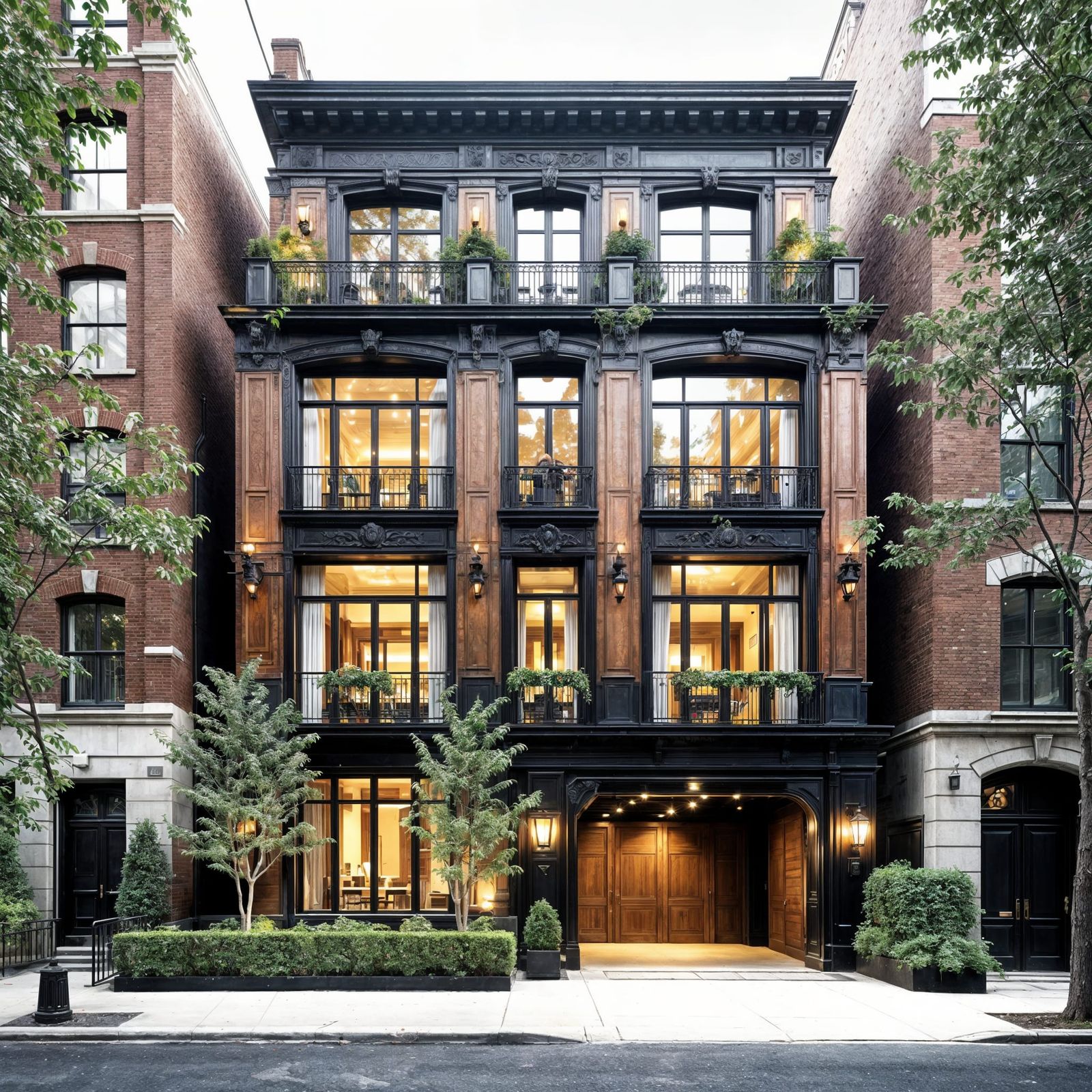 Exquisite NY Apartment Building with Timber and Concrete