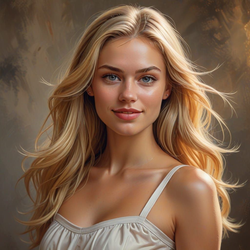 Hyper-Realistic Portrait of a Blonde Model in Digital Art