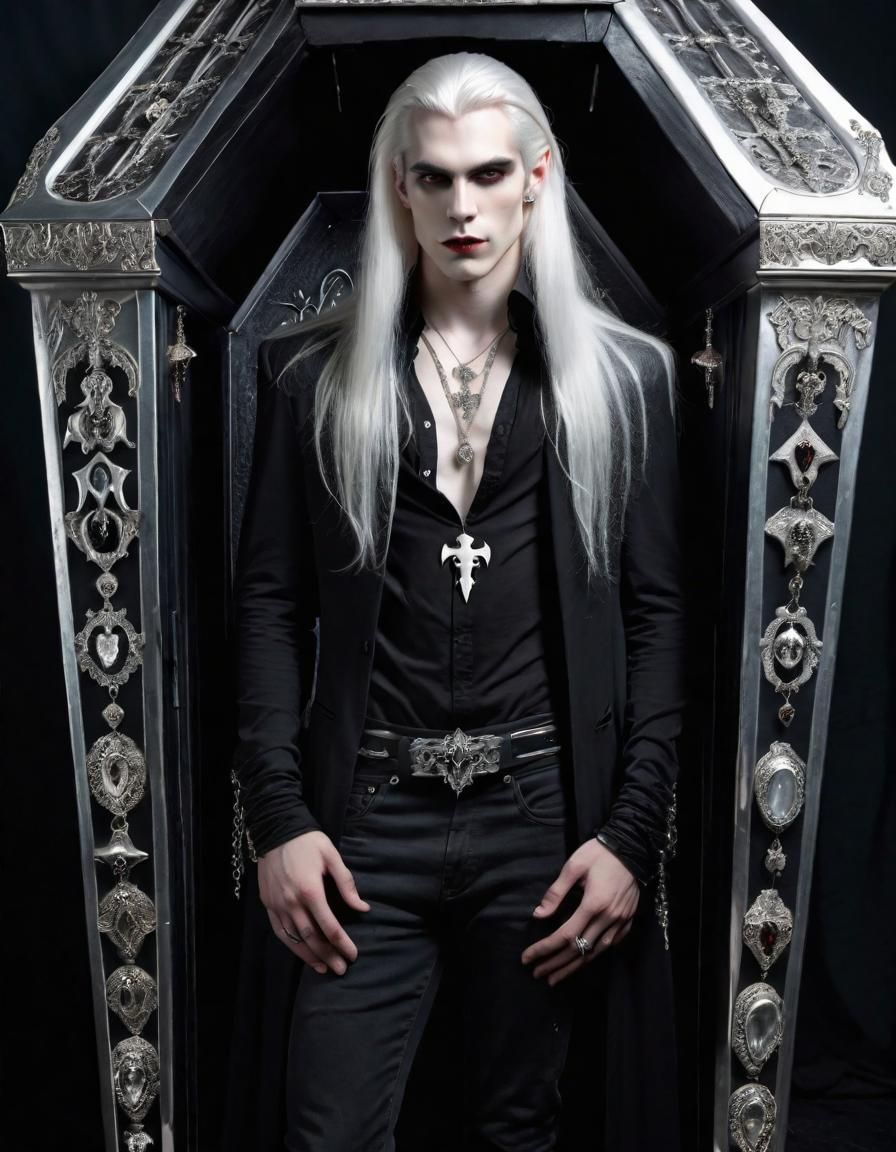Vampire in Coffin: Pale Beauty with Silver