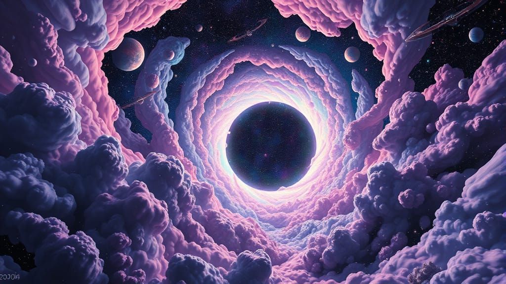 Cosmic Odyssey in Vibrant, Dreamlike Realms