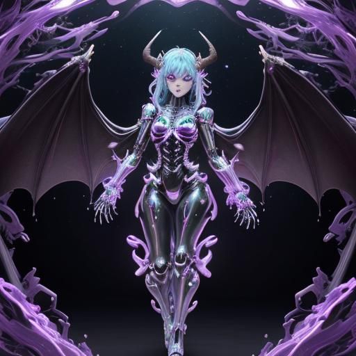 Robot Dragon Girl with Rainbow Slime Body