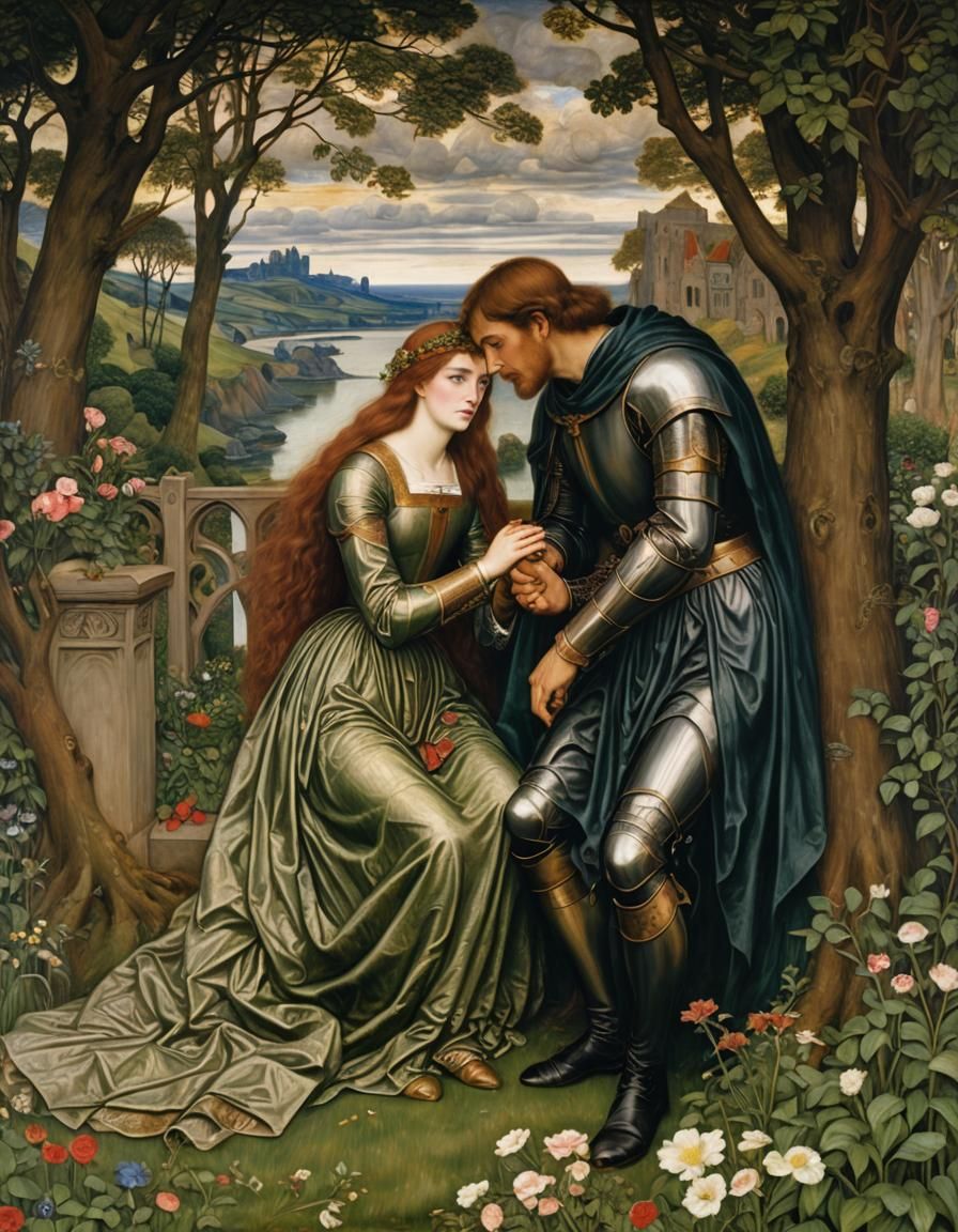 Tragic Arthurian Lovers in Rossetti Style