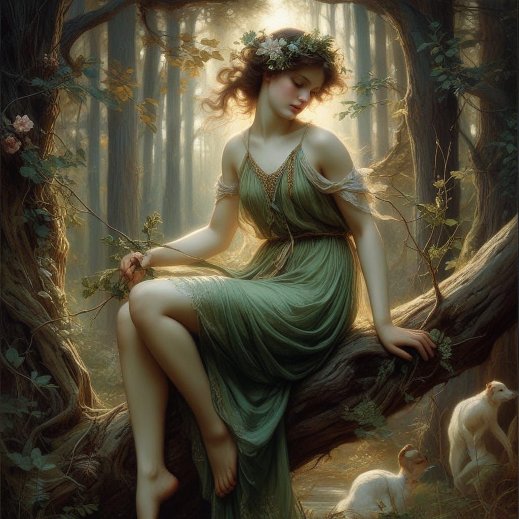 Dreamy Wood Nymph in Ethereal Glow