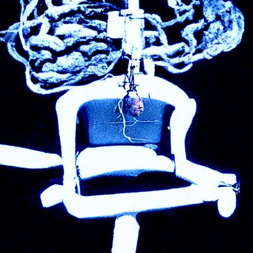 Brain Exposed in Wired Dystopian Scene