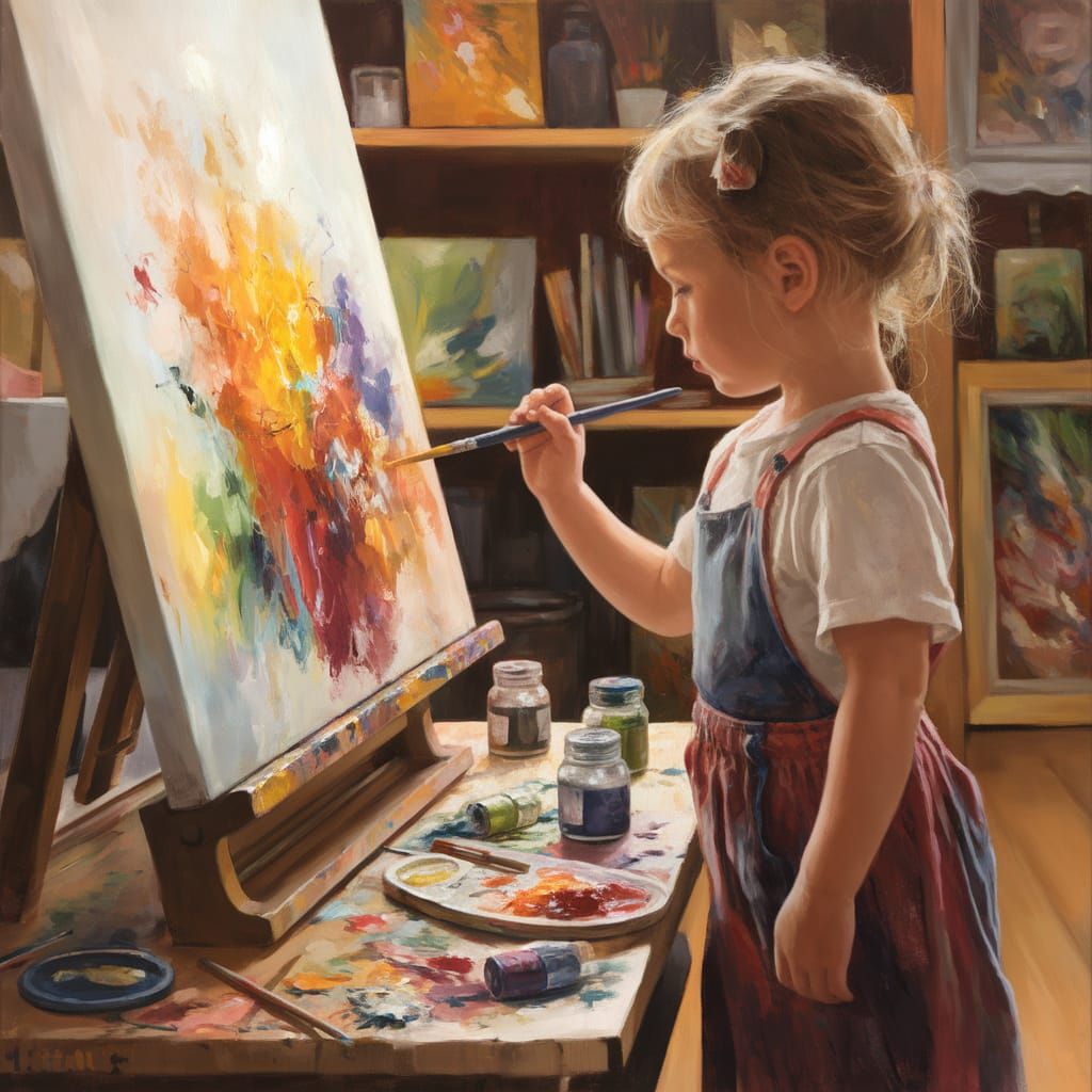A little girl at work.