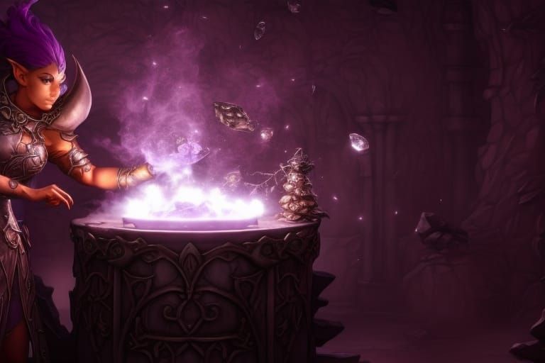 Alchemist's Lab with Pixie, Fantasy Art