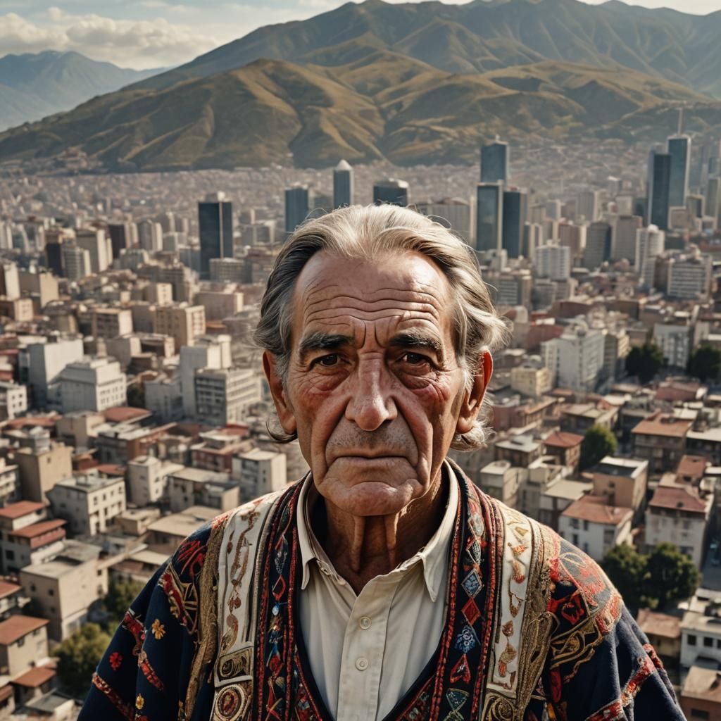 Realistic Portrait of Chilean Man in Traditional Attire
