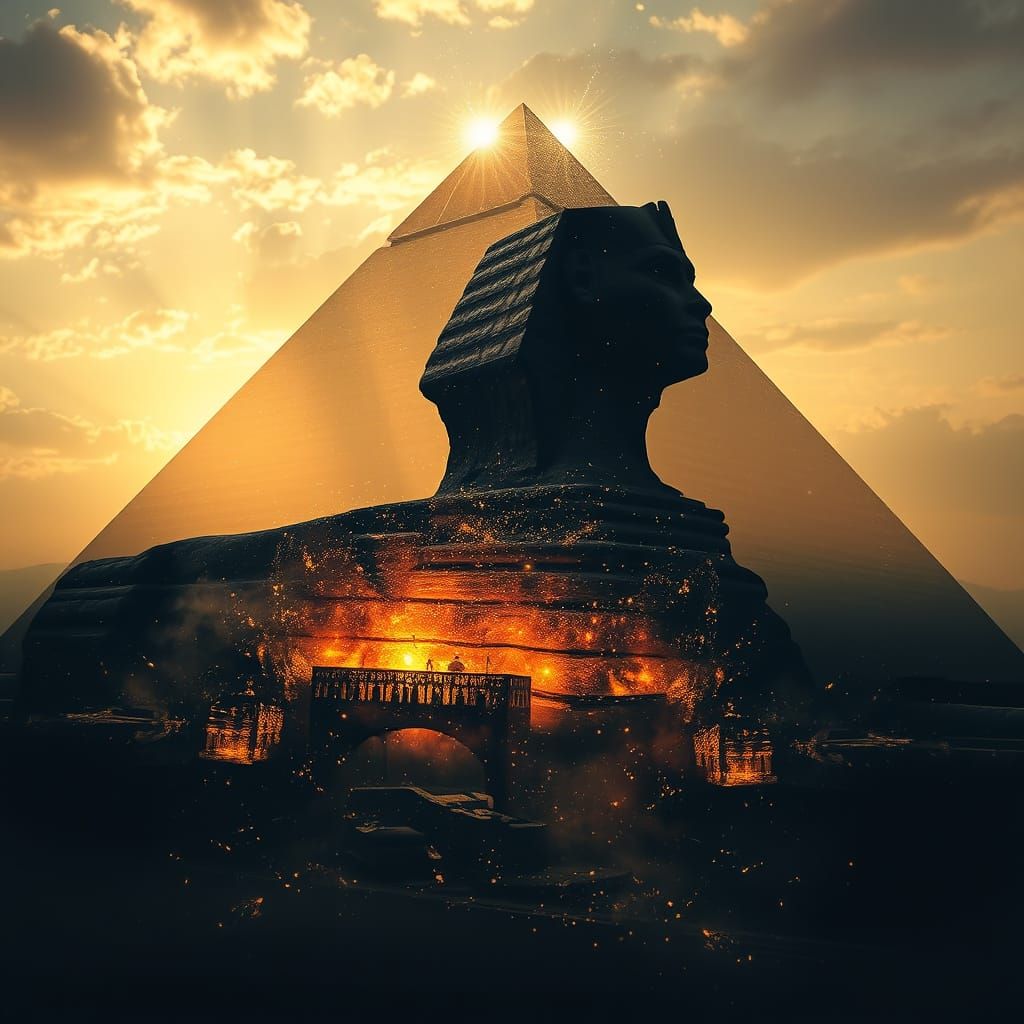 Ancient Egyptian Pyramid and Sphinx Dreamscape