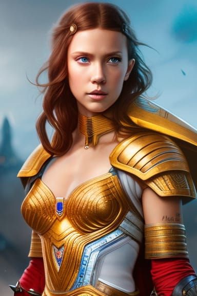 Warrior girl with wavy brown hair 28