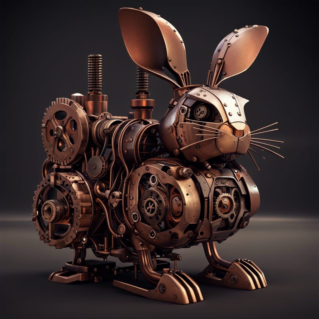 Steampunk Rabbit with Intricate Mechanical Details