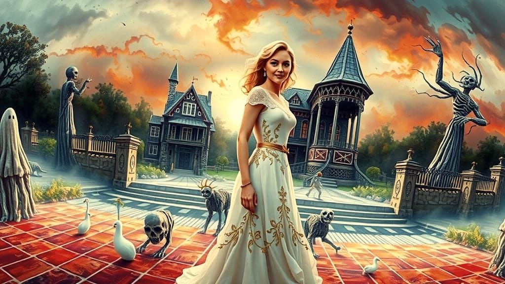 Surreal Uncanny Valley Landscape with Mythological Figures