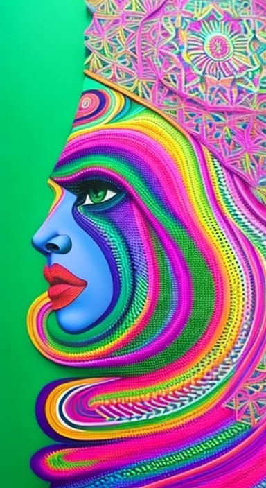 Surreal Abstract Portrait in Cubism Stipple Style