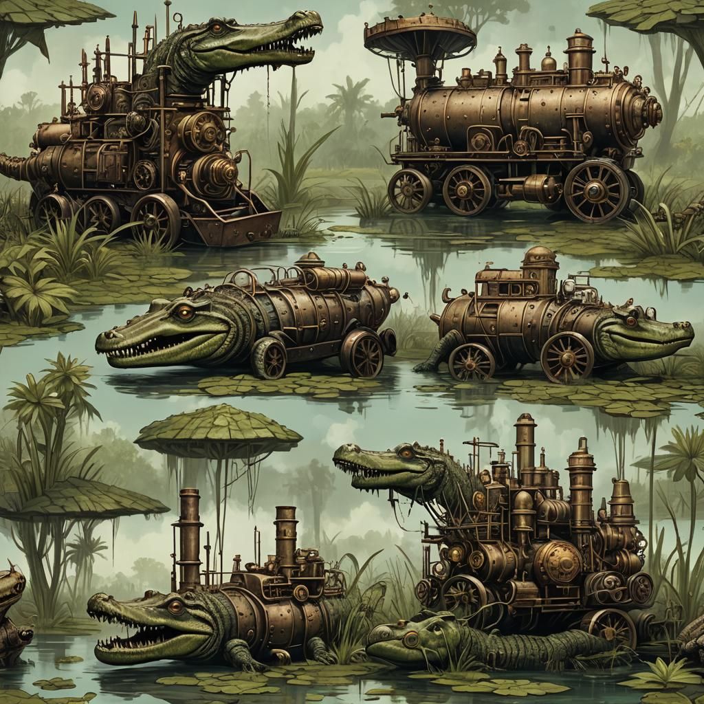 Steampunk Engine Bellows From Alligator Swamps