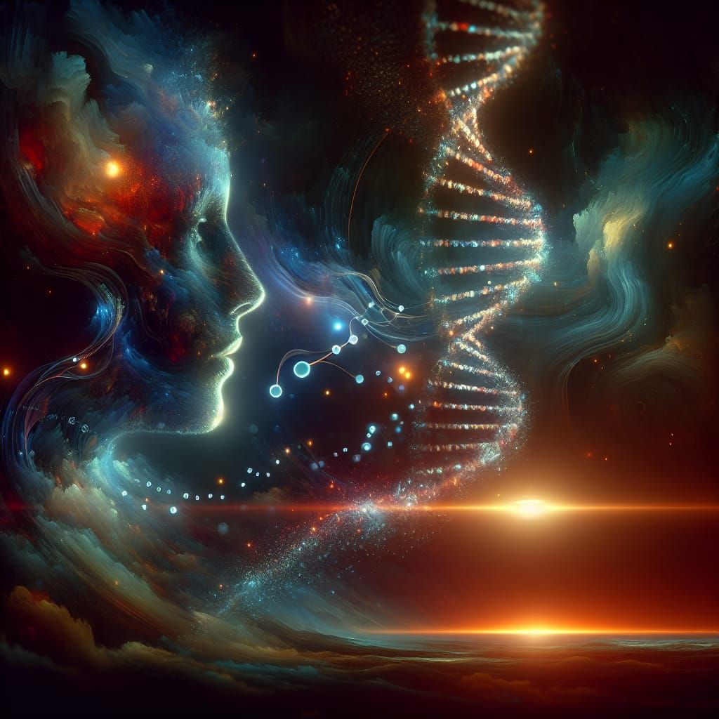 Human DNA Evolution to Universal Love: Matte Painting