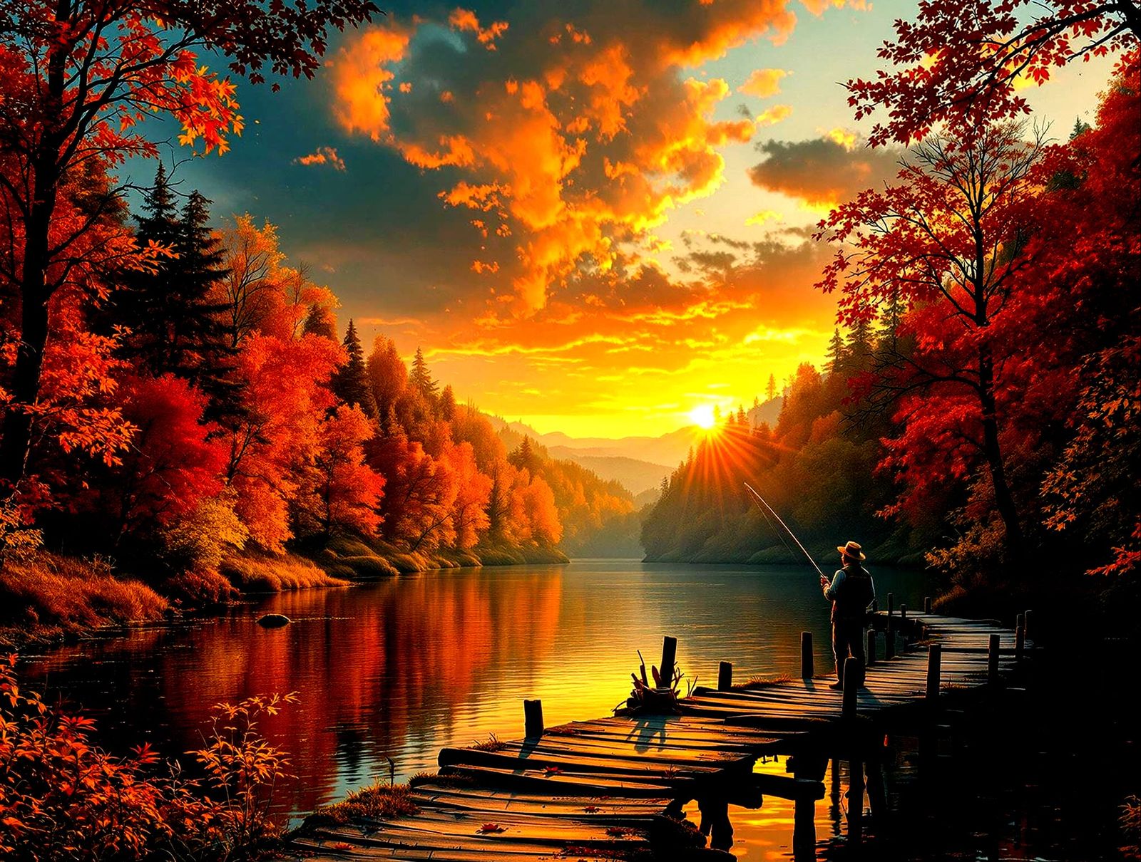 Panoramic Autumn Woods in Hyperdetailed Photorealism