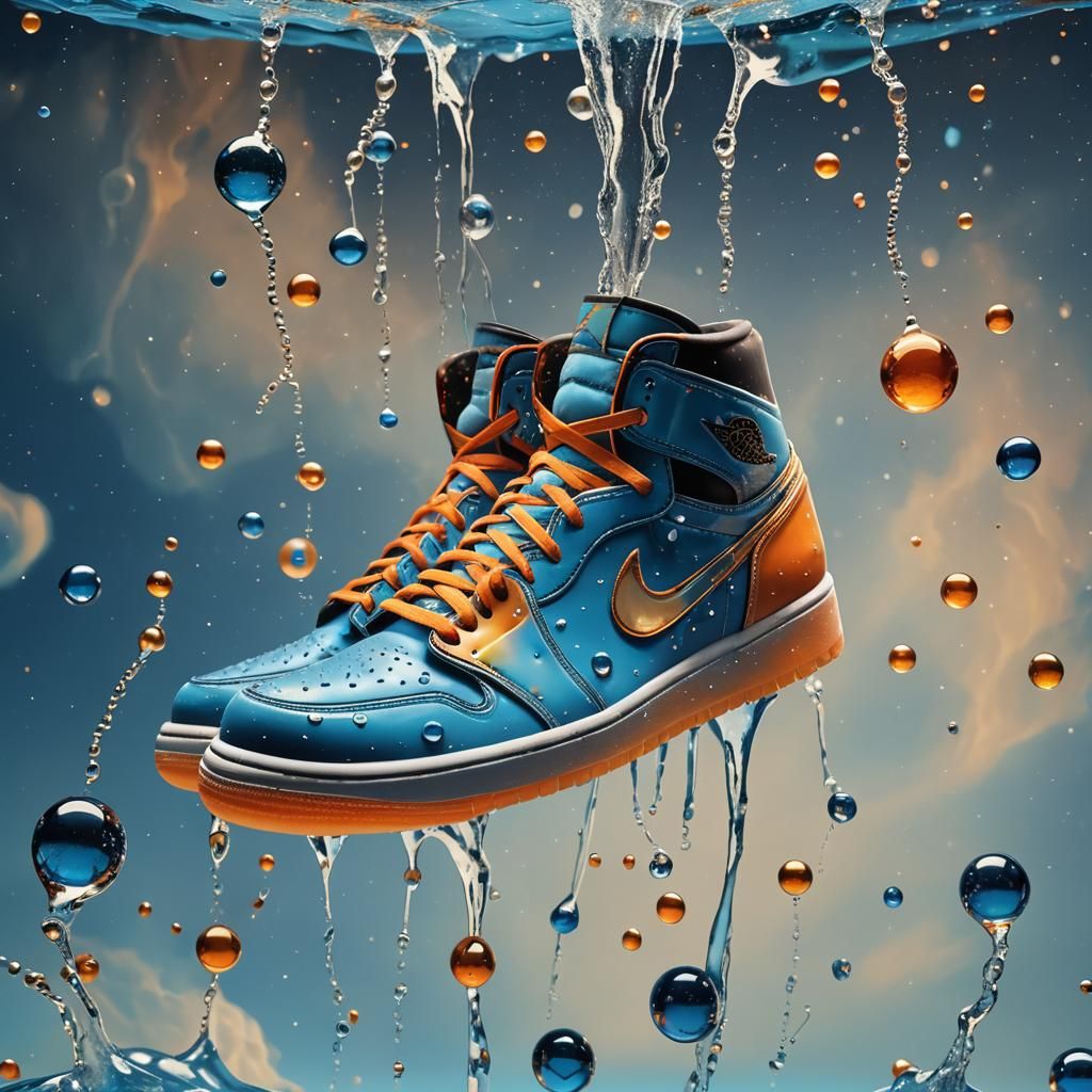 Surreal Air Jordan One Dripping Water in Space