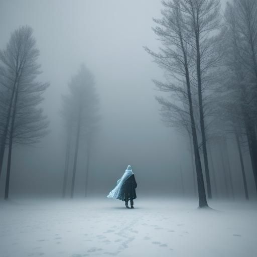 Winter Storm: Solitary Figure in Hiroshi Sugimoto Style