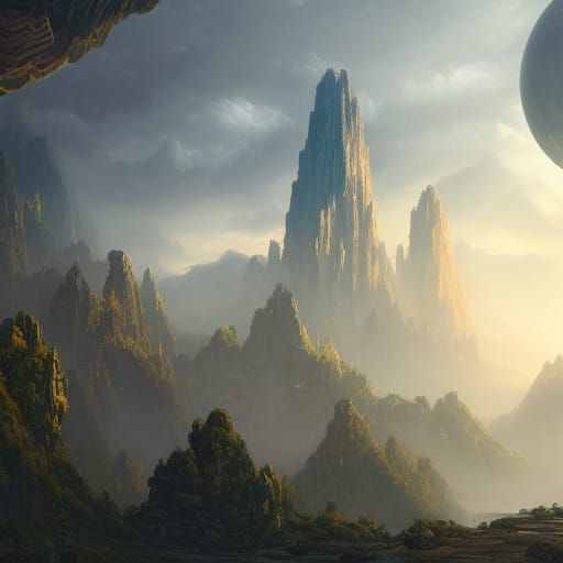 Fantastical Cloud City Digital Matte Painting
