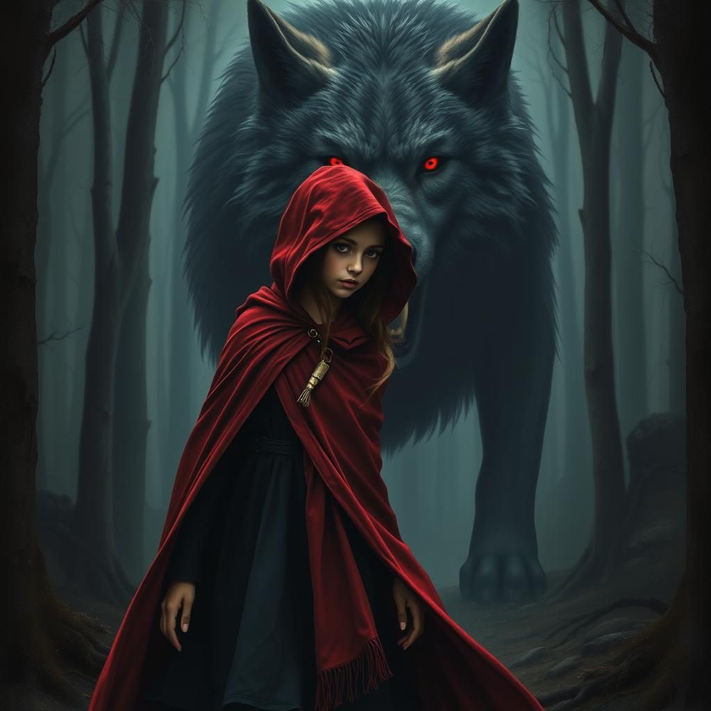 Little Red Riding Hood in Gothic Horror Forest