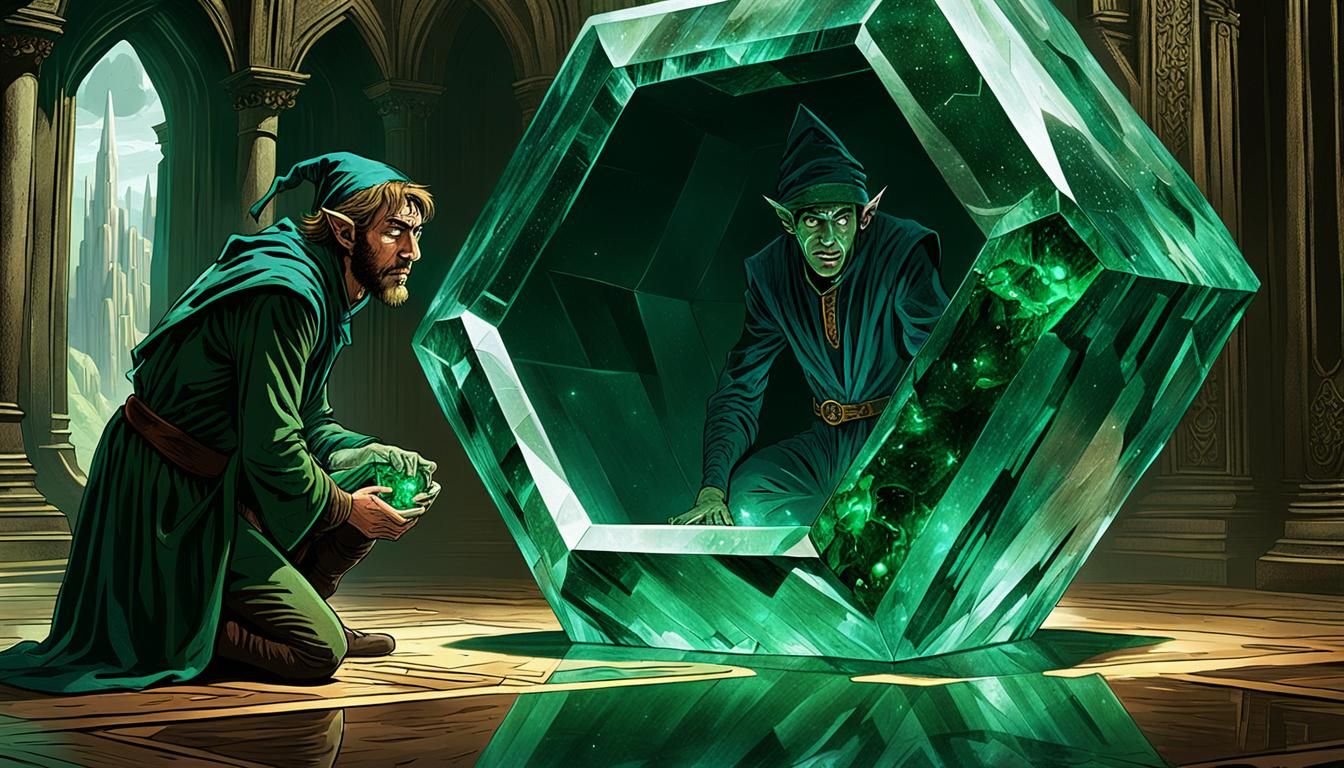 Elf Trapped in Emerald Crystal, Wrightson-Moebius Style