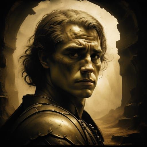 Chiaroscuro Achilles in Dramatic Light