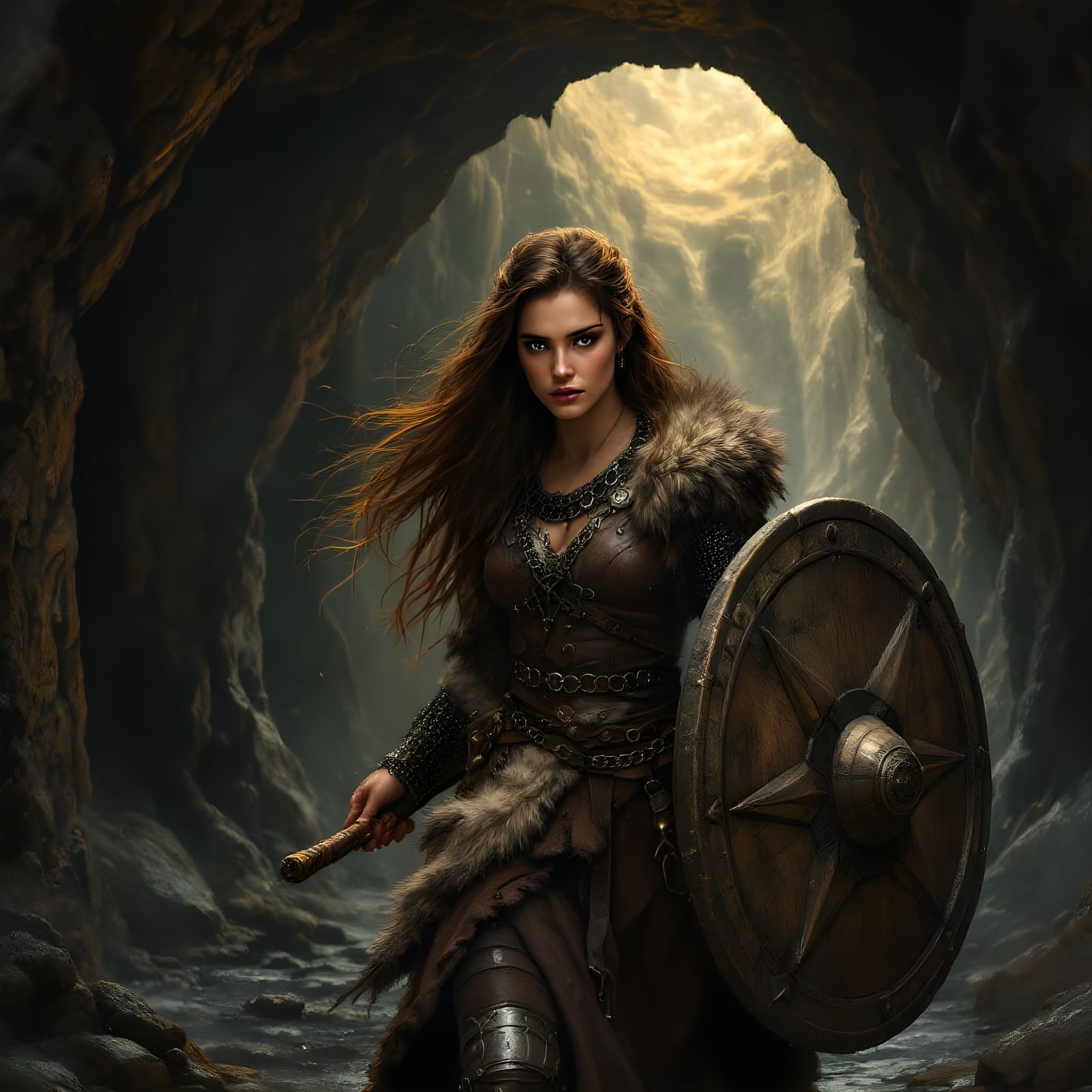 Hlín, Norse Goddess of Protection in Dark Cavern