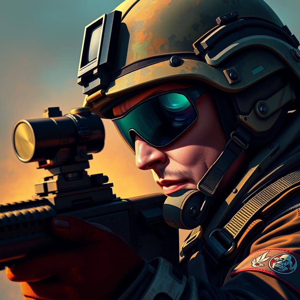 Hyperrealistic Gunner in Tactical Gear