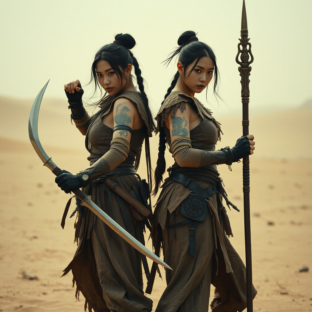 Korean Warriors in Post-Apocalyptic Desert Landscape